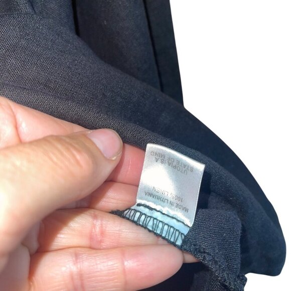 Flax Womens Top Size Small Black V Neck Side Slits Casual Pure Linen Lithuania - Picture 7 of 8